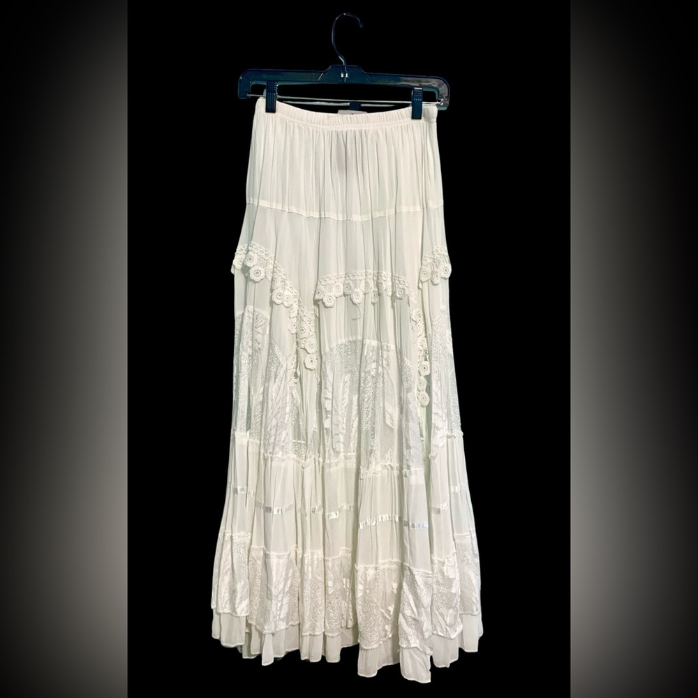 NWT__Women's Chic White Boho Maxi Skirt__NWT
